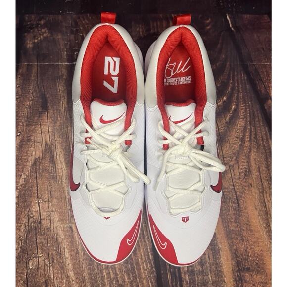 Nike Force Trout 9 Pro MCS Baseball Cleats White Red Men’s Size 14 (FZ0915-104) - Picture 3 of 5